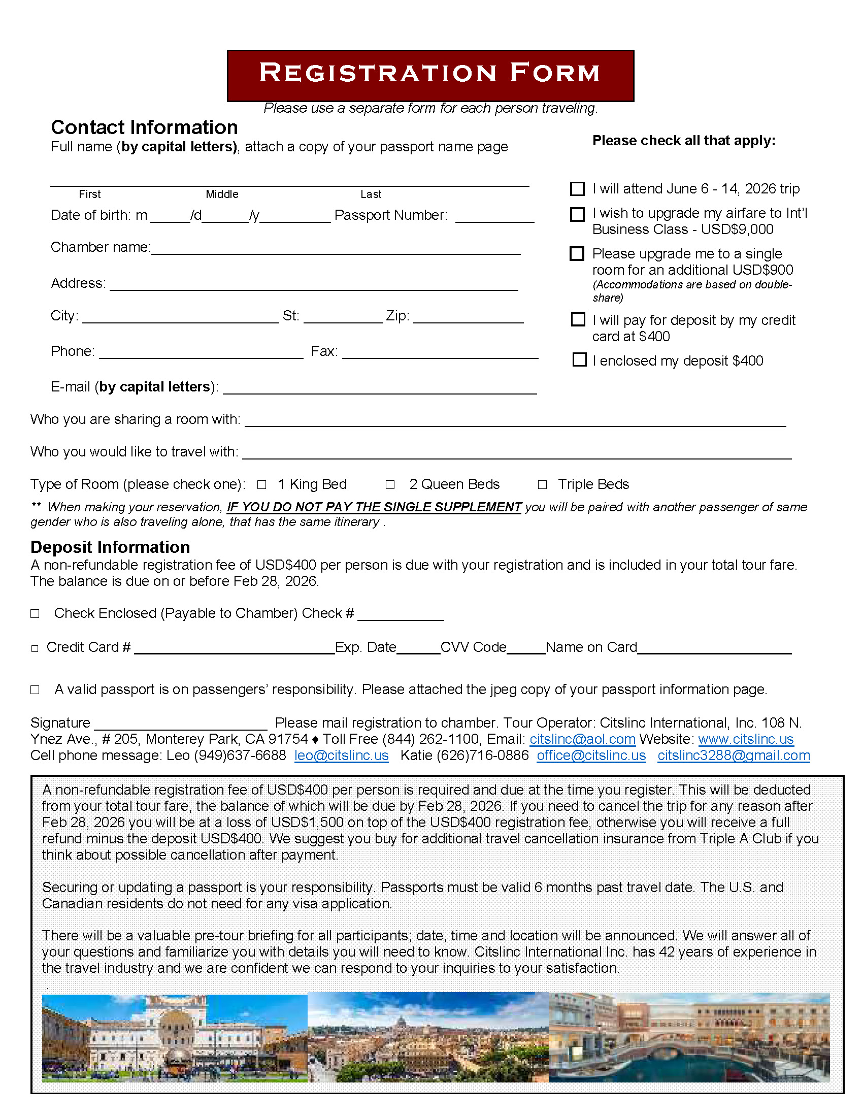 Italy Registration Form